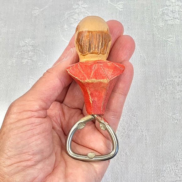 Vintage 1960's Hand Carved Resin Figural Bottle Opener/Church Key/Bar Ware - Picture 3 of 6